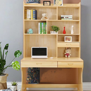 实木简约电脑椅和桌子，带桌面书柜，当代设计，适合儿童学习和写作 - Product Image 2