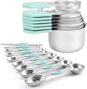 Juego de Tazas y Cucharas Medidoras Magnéticas - Acero Inoxidable 304 Resistente, Plástico y Silicona, Marcas de Medición Dobles, 16 Piezas para Ingredientes Secos - Product Image 5