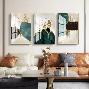 Роскошные абстрактные золотистые Зеленые хрустальные фарфоровые современные настенные рамки для гостиной