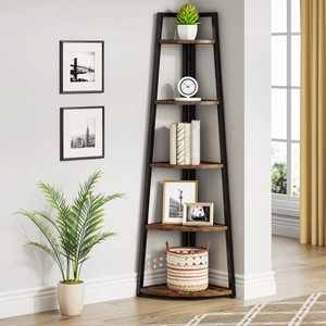 Libreria Angolare a 5 Ripiani, Scaffale Alto 178 cm, Unità di Scaffalatura Verticale, Supporto per Piante da Interno per Soggiorno - Product Image 1