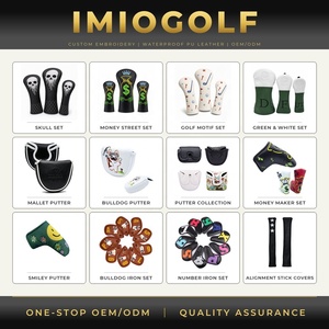 Housse de protection en cuir PU <span class=keywords><strong>Imio</strong></span> Sports Premium pour bâtons d'alignement de golf (2/3 bâtons) – Aide à l'entraînement d'alignement – Broderie personnalisée en usine - Product Image 2