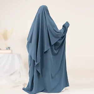 Islam Muslim Loriya Wholesale Islamic Clothing EID Abaya Femmes Robe Musulmane Burka With 1 Layer Khimar Abaya Set Muslim Girls Abaya