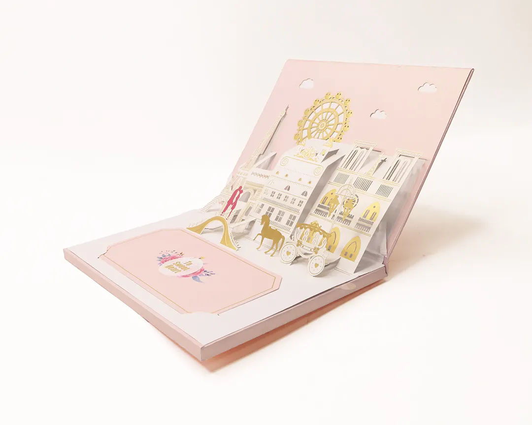 カスタムクリエイティブポップアップ音楽グリーティングカードピンクのラブレター紙提案カード愛好家カップル誕生日カード