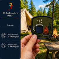 Badge brodé 3D personnalisé pour tasse de camping, mug de camping, ou comme emblème de feu de camp, pour veste, sac à dos, ou comme cadeau d'extérieur