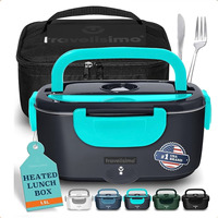 Boîte à lunch électrique portable de 1,5 L, chauffe-aliments pour le bureau et les voyages, 100 W, double couche isolée, pot intérieur en acier inoxydable 304