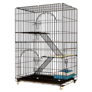 Sang trọng xách tay ba tầng kim loại rắn mèo lồng cổ điển thiết kế vuông mèo tổ leo khung không gian miễn phí cũi biệt thự thanh lịch - Product Image 4