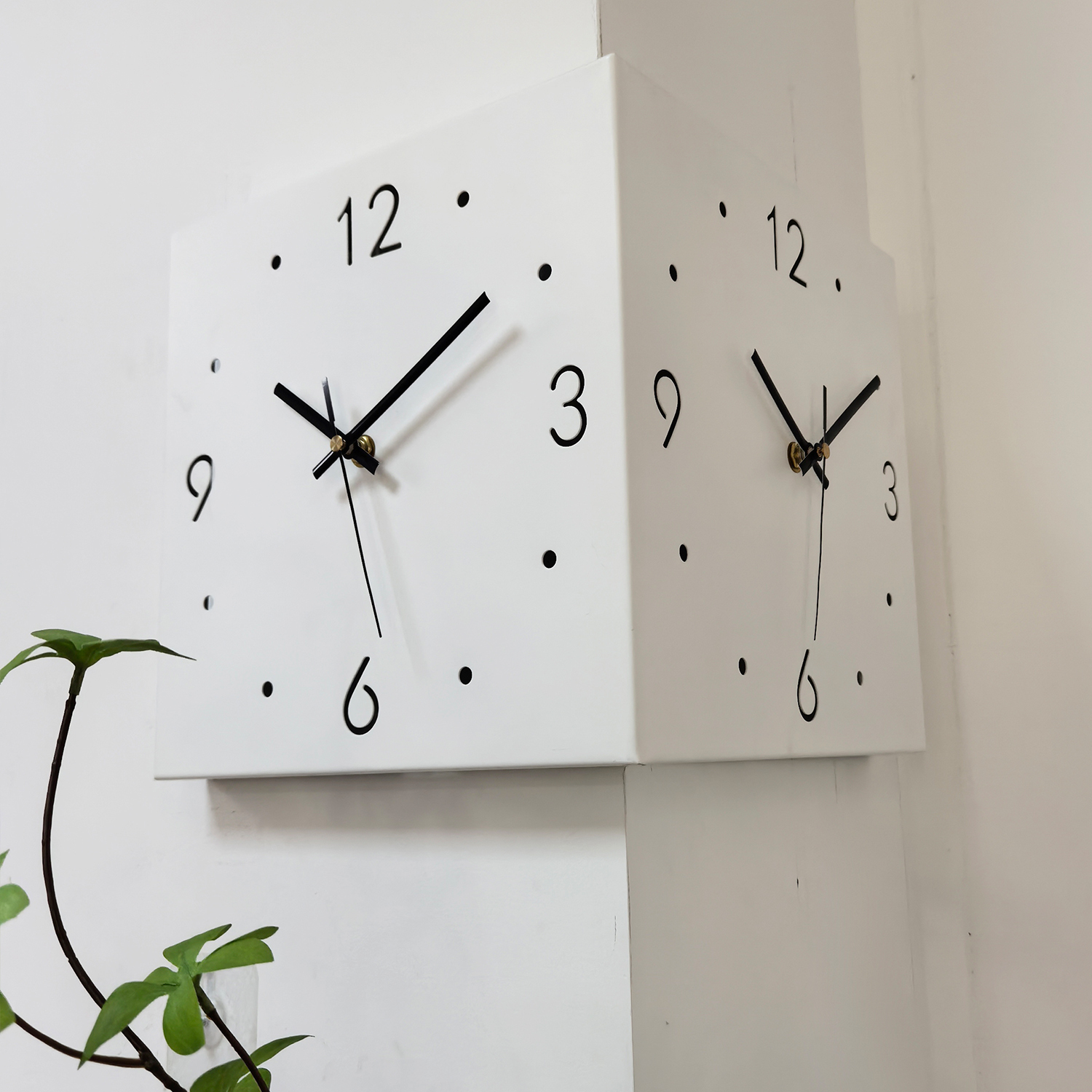 Orologio Da Parete Angolare Moderno - Display Doppia Faccia Con Lancette E Digitale Per Soggiorno