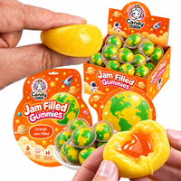 Bonbons gélifiés OEM sous marque privée, bonbons gélifiés à la fraise fourrés à la confiture, boules de gelée planétaires, bonbons à mâcher, vente en gros, fournisseur de bonbons Halal