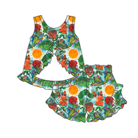 Ensemble de pyjamas en bambou pour bébé fille, nouveau style, imprimé personnalisé, débardeurs et shorts pour filles, tenues d'été pour filles, bébés