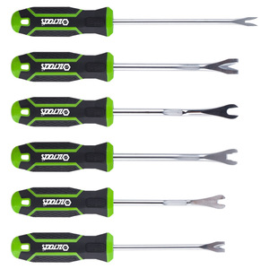 Kit de levier de démontage Spolto 6 pièces avec extrémité à griffes, droit, antidérapant, pour le retrait des garnitures de panneaux de porte de voiture - Product Image 1
