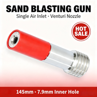 Buse de sablage pneumatique Born Machinery 145 mm à simple entrée d'air, avec trou intérieur en carbure de tungstène de 7,9 mm pour surfaces de précision