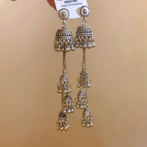 Nuevos pendientes de novia con borlas bohemias, colección de bodas indias chapadas en oro, aleación de zinc, fabricante de exportación directa - Product Image 4