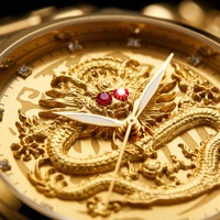 Montre à quartz résistante à l'eau pour homme, édition limitée, en acier inoxydable, de luxe, avec dragon doré en relief, cadran de 40 mm