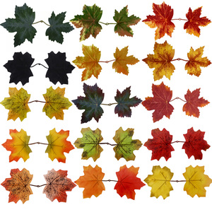 Guirlande de feuilles d'érable artificielles jaunes, décoration d'automne pour Halloween, Festival de la récolte, arrangement de fleurs en soie - Product Image 1