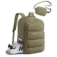 Sac à dos de voyage matelassé unisexe grande capacité, sac à dos pour ordinateur portable, sac à dos de voyage d'affaires avec poche à chaussures, sac bandoulière