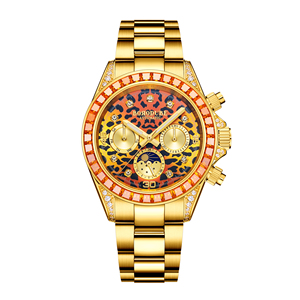 <b>Custom</b> <b>Logo</b> 40mm Iced Out Diamond Chronograph <b>Watch</b> Gold Plated <b>Automatic</b> Mechanical Stainless Steel Men's Luxury Wristwatch - Product Image 2