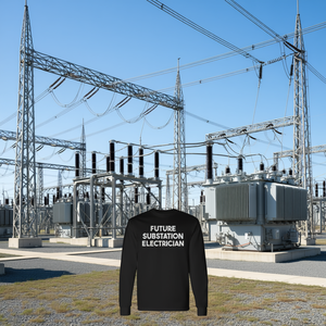 Maglietta a Maniche Lunghe per Elettricisti di Sottostazioni Future, Unisex per Adulti, in Cotone, Collo Tondo, Promozionale - Product Image 3