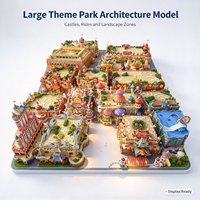 Grande Maquette d'Architecture de Parc d'Attractions Moderne : Châteaux, Tours, Toits Colorés, Manèges, Routes, Plateformes, Appartements
