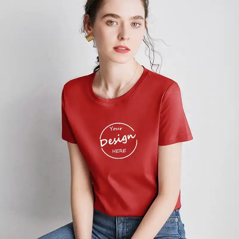 2022 luxury ladies tshirts wholesale print plain round neck casual silk woman tee shirts women's mercerized cotton t-shirts