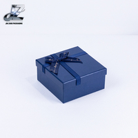 Boîte cadeau en carton rigide écologique bleue pour bougie avec nœud et ruban, plusieurs tailles, impression UV, recyclable