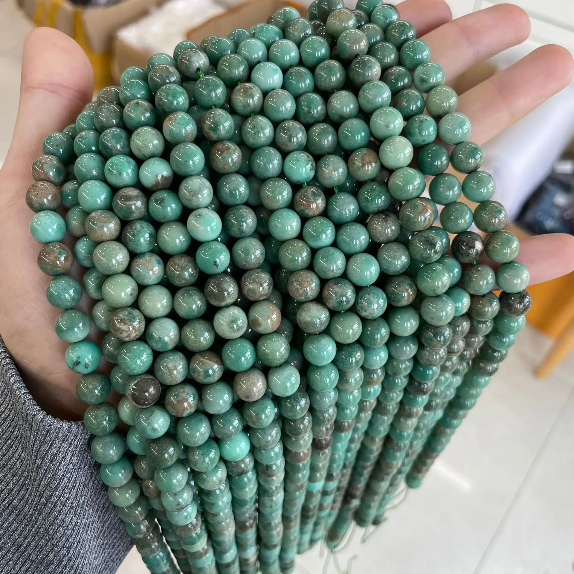 wholesale healing stone loose beads jewelry natural birthstone quartz stone beads green turquoise agate