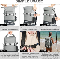 Sac à dos imperméable en PVC, fermeture à bouton robuste, 20-36L avec poche avant, ceinture réfléchissante