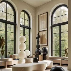 <span class=keywords><strong>Fenêtre</strong></span> à battant arquée en aluminium à double vitrage trempé anti-effraction, résistante aux impacts d'ouragan, pour appartement, hôtel, résidence - Product Image 2