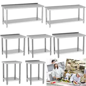 Free Standing Commercial Stainless Steel Kitchen Catering Food Preparation Worktop Deli Sorter Work Table Bench Station