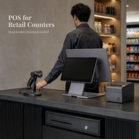 Système de point de vente (PDV) pour restaurant avec écran tactile de 15,6 pouces et affichage client, idéal pour les cafés, les restaurants à service rapide et les magasins alimentaires