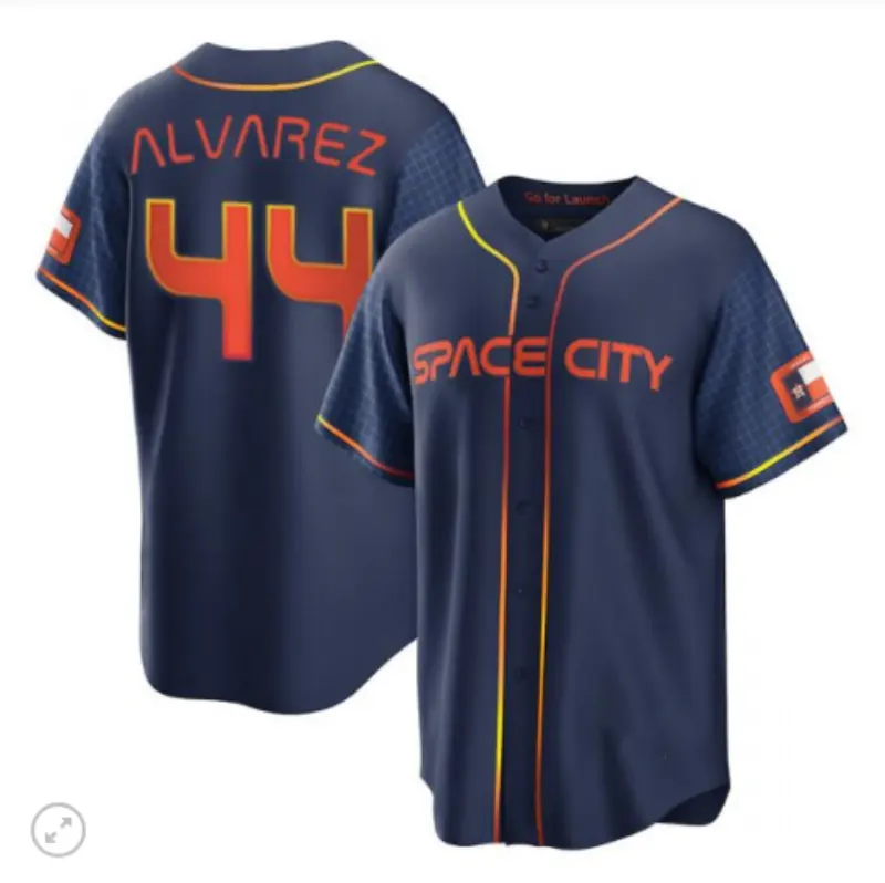 เสื้อเบสบอลขายส่งสำหรับผู้ชาย,เสื้อเจอร์ซีย์ Bregman ของแท้2022 #27 Altuve #44 Alvarez #2