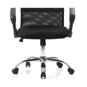 Chaise de bureau ergonomique en maille avec support lombaire, hauteur réglable, cadre chromé, siège pivotant et revêtement en plastique - Product Image 3