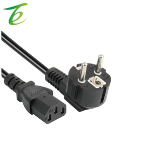 Ürün kuyruk güç kablosu ile avrupa stdard üç çekirdekli avrupa fiş tel dirsek iki fiş siyah saf bakır güç kablosu - Product Image 1