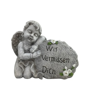 Custom Polyresin Sand Pet <strong>Dog</strong> and Angel <strong>Memorial</strong> <strong>Stone</strong> for Grave - Product Image 1