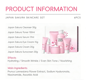 Ensemble de soins de la peau végétalien luxueux <span class=keywords><strong>japonais</strong></span> Sakura en gros, hydratant, anti-âge, renouvellement de la peau, éclaircissant et réparateur - Product Image 3