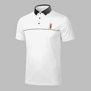 Polo à manches courtes turquoise pour homme, 180-240 g/m², avec motif de golf brodé, coupe classique, tissu tricoté respirant - Product Image 2