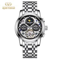 Montre mécanique automatique pour homme KINYUED J-130 avec calendrier hebdomadaire, phases de lune, index en diamant et affichage lumineux