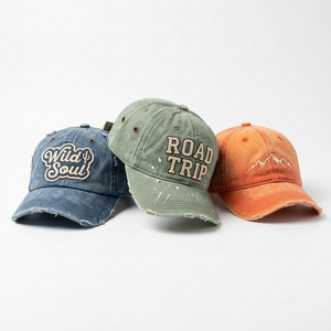 Casquette de Baseball en Coton à Visière Courbe 6 Panneaux Personnalisable Usine, Broderie 3D, Denim Effiloché, Haute Qualité - Product Image 3