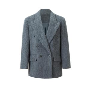 <span class=keywords><strong>Blazer</strong></span> vintage surdimensionné à double boutonnage - Cachemire et laine ultra-fine respirante coupe-vent gris mi-longueur hiver XS - Product Image 3