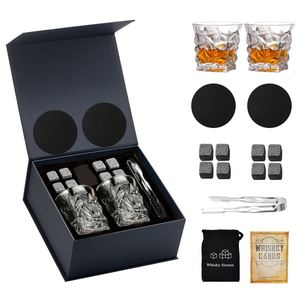 Ensemble de verres à whisky Maxfree, 2 verres, boîte en bois avec 8 pierres, ensemble de pierres à whisky en granit, plusieurs types de verres - Product Image 4