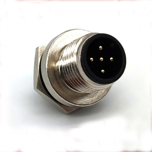 Conector de Panel en Ángulo Macho M12 Impermeable IP67 de 2 3 4 5 6 7 8 9 10 11 12 Pines con Conectores Hembra RJ45 Cat6 con Cable - Product Image 1