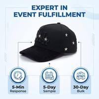 Gorra de béisbol de 5 paneles con diamantes de imitación, diseño de estrella personalizado, visera de gamuza, cierre a presión, estilo deportivo, moda urbana, marca privada, venta al por mayor