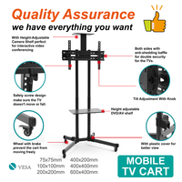 Support TV Mobile 32-70 pouces LED LCD écran plat/incurvé TV roulant/sol TV chariot réglable en hauteur avec étagère