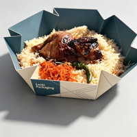 Boîte à emporter pliante en papier anti-graisse pour poulet grillé à la mandi arabe, poulet au barbecue, poulet kabsa, et autres plats chauds pour la restauration
