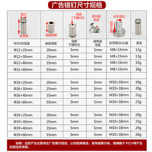 Stainless Steel Advertising Nails Decorative Support Nails for <b>Acrylic</b> Billboard <b>Mirror</b> and Glass Fixed Support Nails - Product Image 3