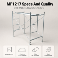 Plateforme de travail en acier robuste pour échafaudage, tour de travail 1200x1700mm avec barre en X pour la construction, l'entrepôt, OEM, vente en gros