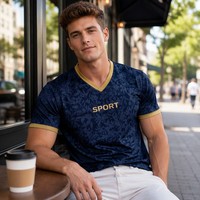 Maillot de football à col en V imprimé floral intégral, style streetwear décontracté, 100 % polyester, sublimation, OEM, faible MOQ