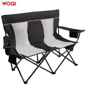 Silla de Camping Plegable Doble para Exteriores Woqi, Marco de Aluminio, Tela Oxford, Silla de Jardín con Portavasos y Almacenamiento, Negra - Product Image 1