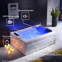 Baignoire LED rectangulaire Spa, livraison gratuite, 1800mm, bain à bulles, luxe, pour 2 personnes, en acrylique