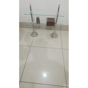 Silver Vintage Folding Double Tier Aluminum Height Adjustable Standing Precision Made Bathroom <b>Storage</b> <b>Rack</b> - Product Image 2