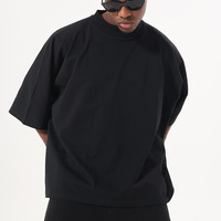 T-shirt pour homme, marque de mode, col rond, manches raglan, coton lourd 300g, style hip-hop américain, coupe ample et carrée, grande taille